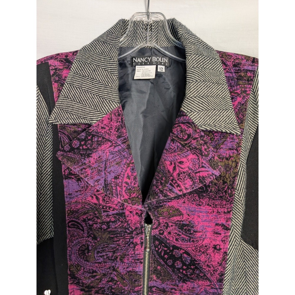 Vintage 90s Nancy Bolen City Girl Jacket Women's 12 Colorblock Avant Garde Artsy